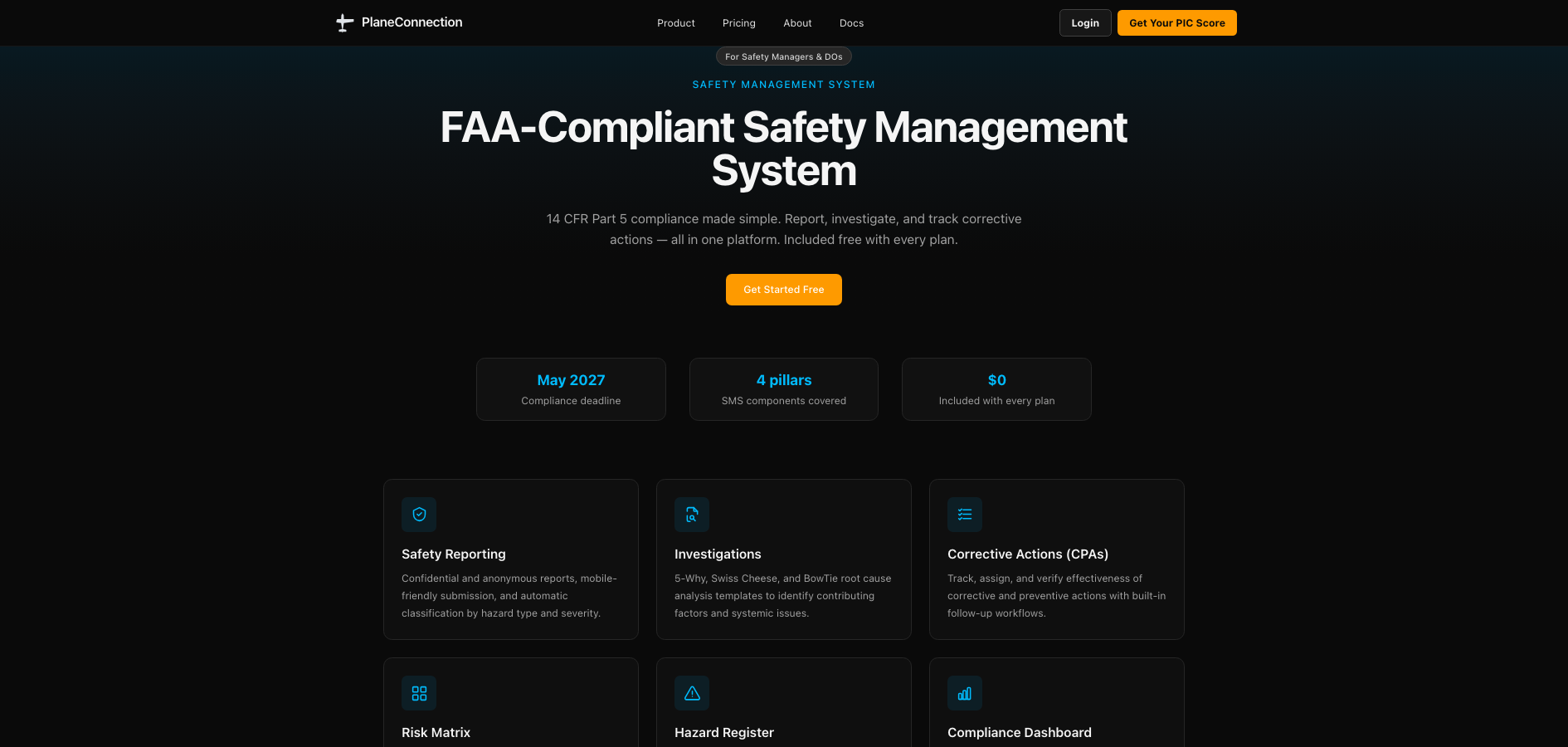 PlaneConnection website pages